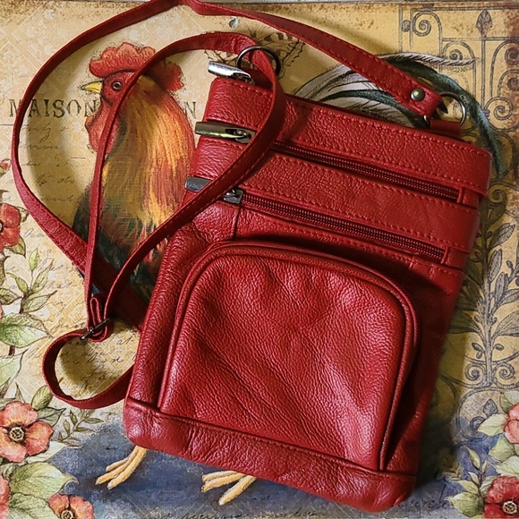 None Handbags - 💥4/$20 RED CROSSBODY Purse Vegan Leather Wallet
